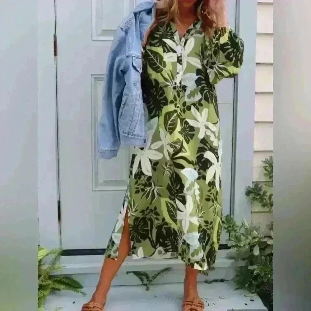 Citrine Swim $178 Siesta‎ Dress Green West Indies Hawaiian Floral Beach Hampton